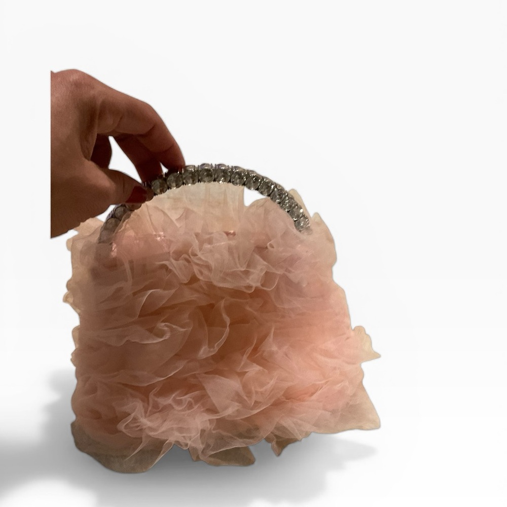 Source Unknown Pink Ruffle Tulle Shoulder Bag with Chain Strap - Picture 5 of 8